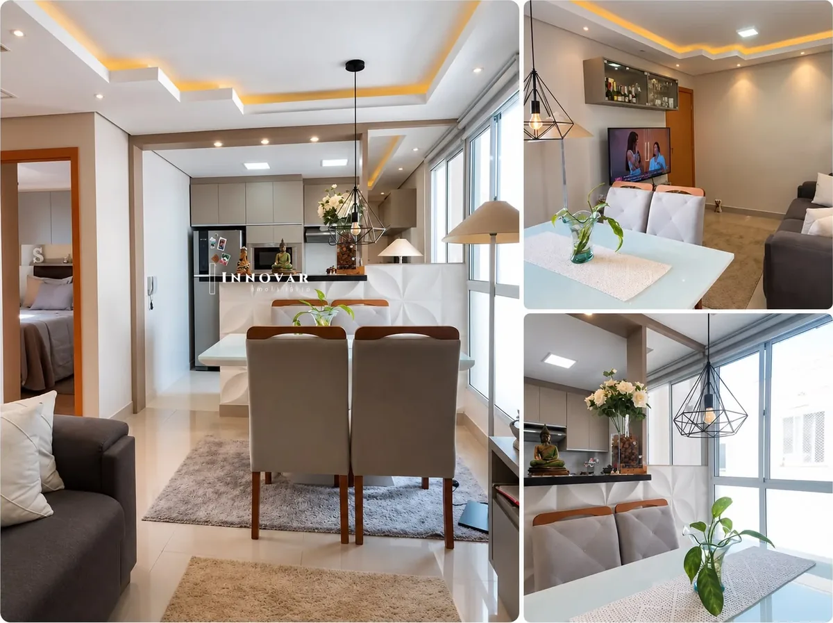 Fotos do apartamento à venda no bairro Santo André, São Leopoldo: sala de estar e jantar integradas, vistas de ângulos diferentes